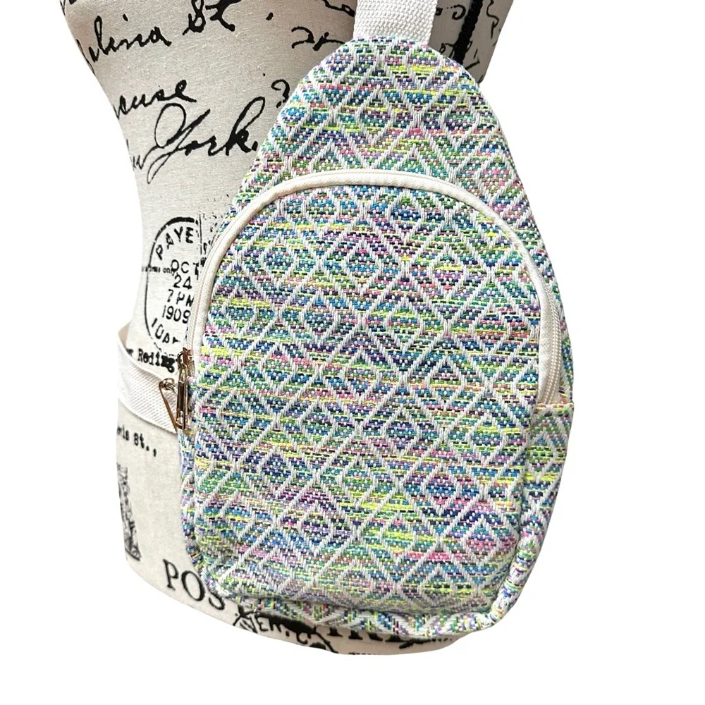 Aztec Print Crossbody Sling Bag Lightweight Geometric Backpack Travel Bag - Picture 8 of 11